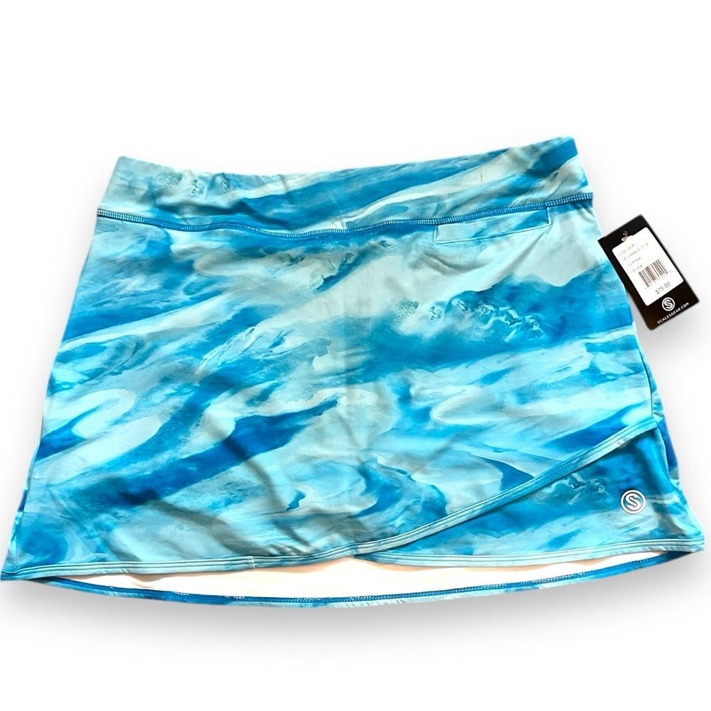 NWT Scales Blue Marble Women's Iconic Skort/Skirt Color Aqua Size Large Athletic